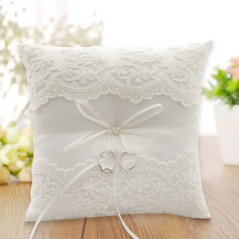 

21*21CM European Ring Pillow Applique Flower Wedding Ceremony Engagement Romantic Marriage Cushion Bearer