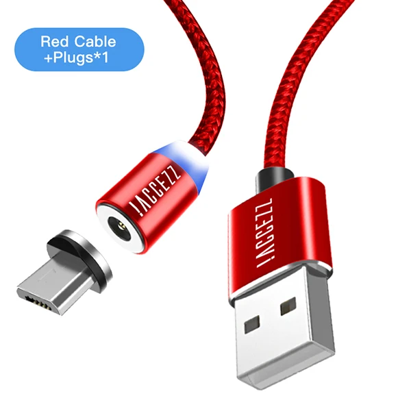 ACCEZZ Магнитный USB кабель Универсальный сотовый телефон освещение Micro usb type C для iPhone huawei мобильный телефон магнит кабели для зарядки - Цвет: Red