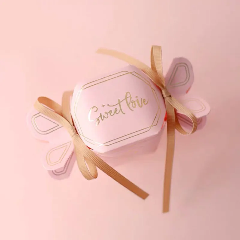 Pink B AVEBIEN Новая Свадебная коробочка для сладостей подарок для гостей сувениры Свадебная вечеринка декорации Свадебные сувениры Упаковка для конфет - Цвет: Pink B