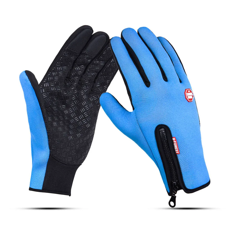 Full Finger Ski Gloves Climbing Snowboard Gloves Cycling Gloves For Men Women Winter Touch Screen Fishing Gloves Keep Warm - Цвет: Sky blue