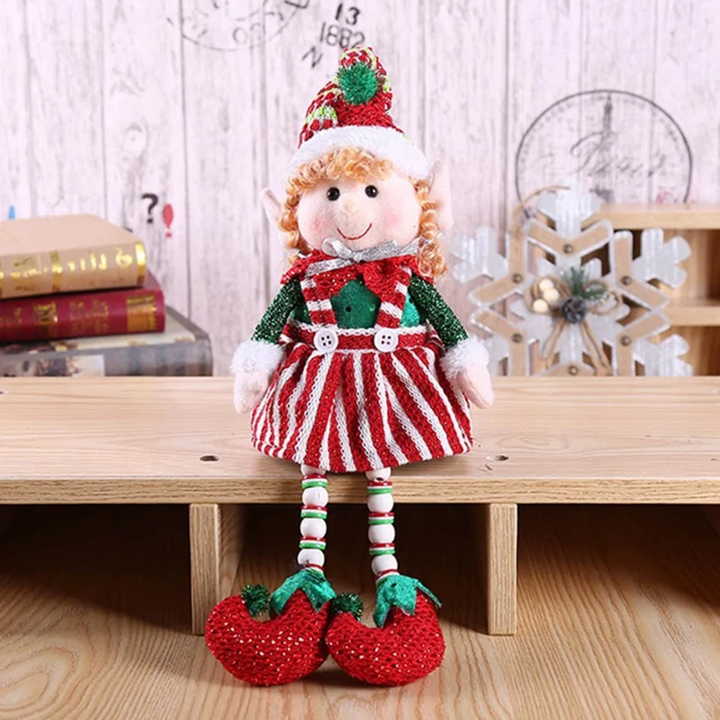 AFBC Christmas Xmas Tree Decoration Hanging Ornaments Long-Legged Elf Christmas Doll Elf Extendable Legs Gift Dolls for Home Dec