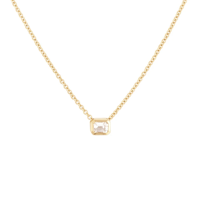OEVAS Real 1 Carat Emerald Cut D color Moissanite Pendant Necklace Gold Color 100% 925 Sterling Silver Party Fine Jewelry Gifts