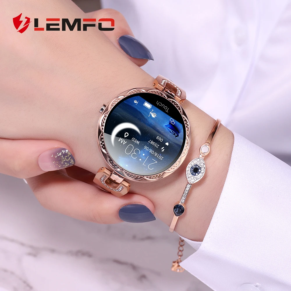 

LEMFO Alloy Smart Watch Women Calorie Heart Rate Blood Pressure Monitor Message Call Reminder Pedometer Women Gift Smart watch