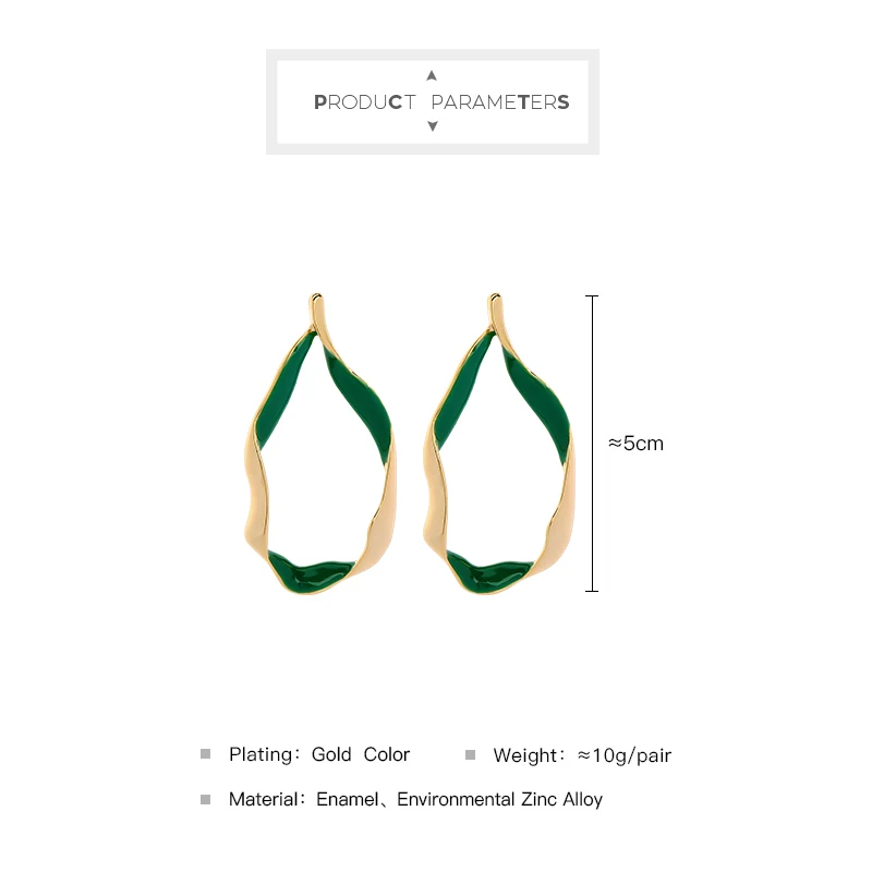 Минималистичные золотые серьги-капли необычного специального дизайна с зеленой эмалью для женщин, подарки, модные ювелирные изделия