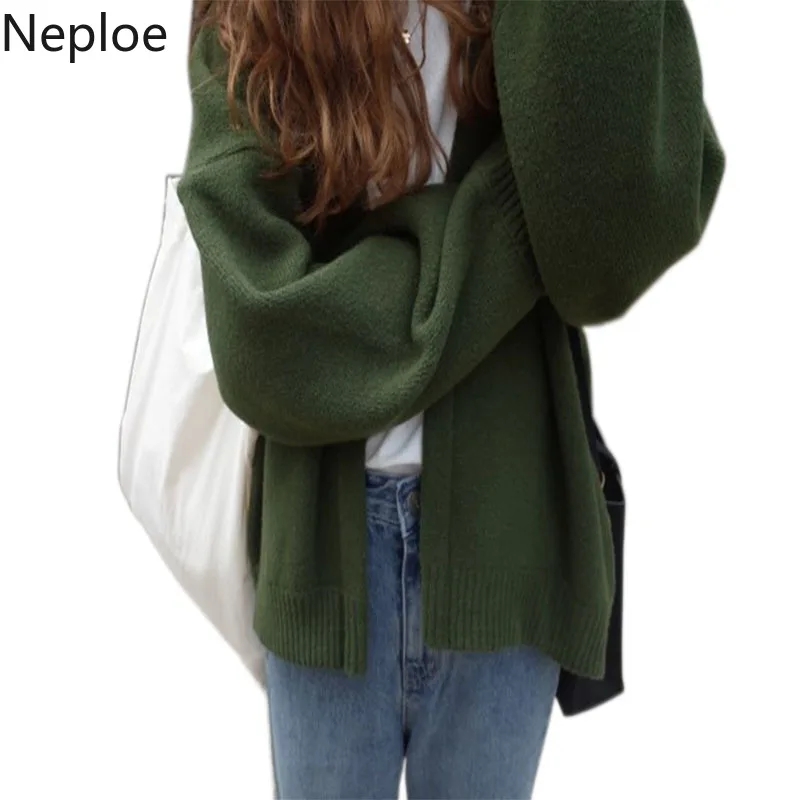 Neploe, женские свитера, корейский шик, вязанный, открытый стежок, свитер, Ретро стиль, Повседневный, осень, Женский однотонный, один размер, кардиганы 80228