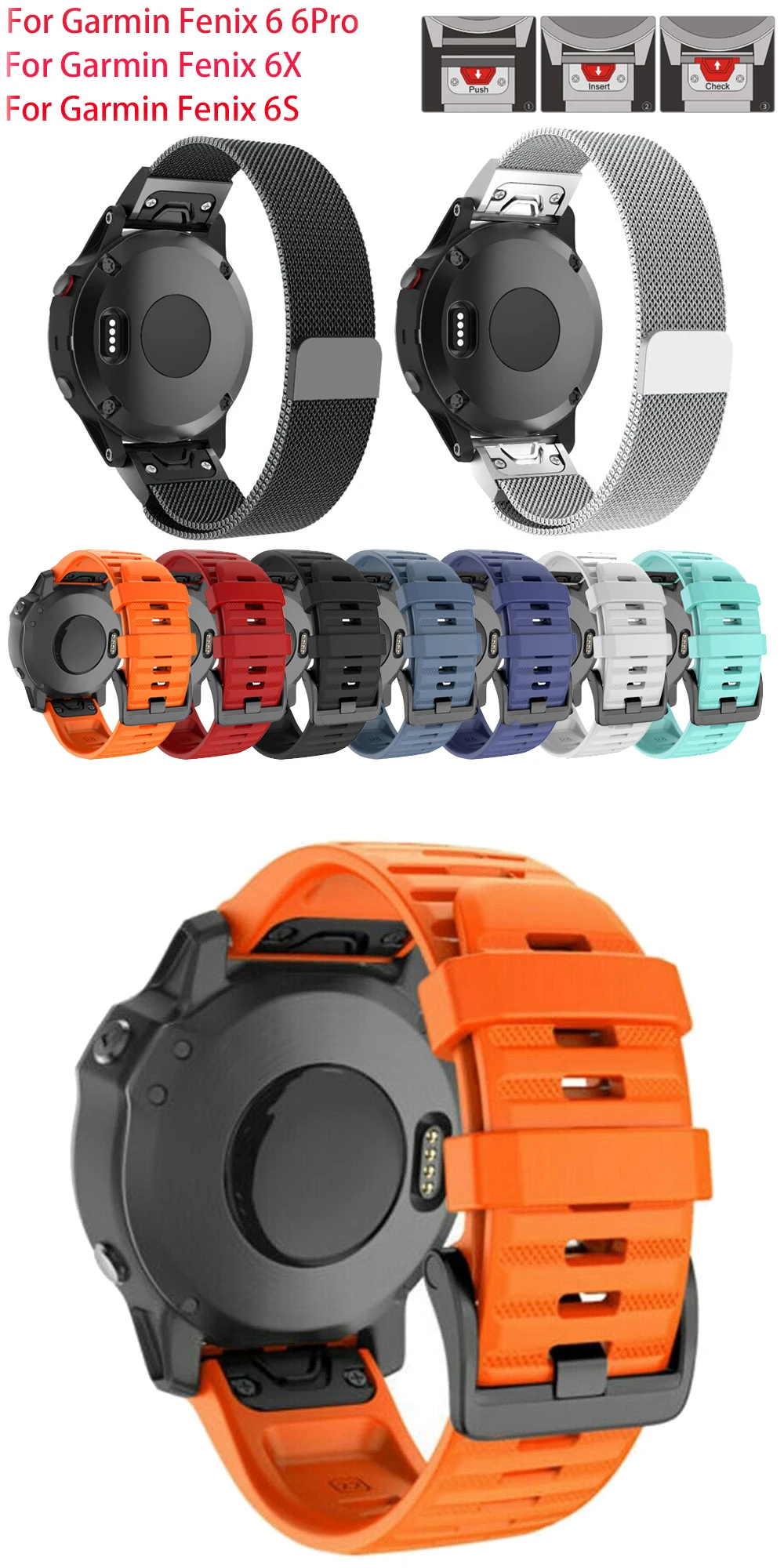 Ремешок для часов Garmin Fenix 6 Pro металлический ремешок из нержавеющей стали для Garmin fenix 6 ремешок для Garmin Fenix 6 S Pro ремешок для быстрой посадки