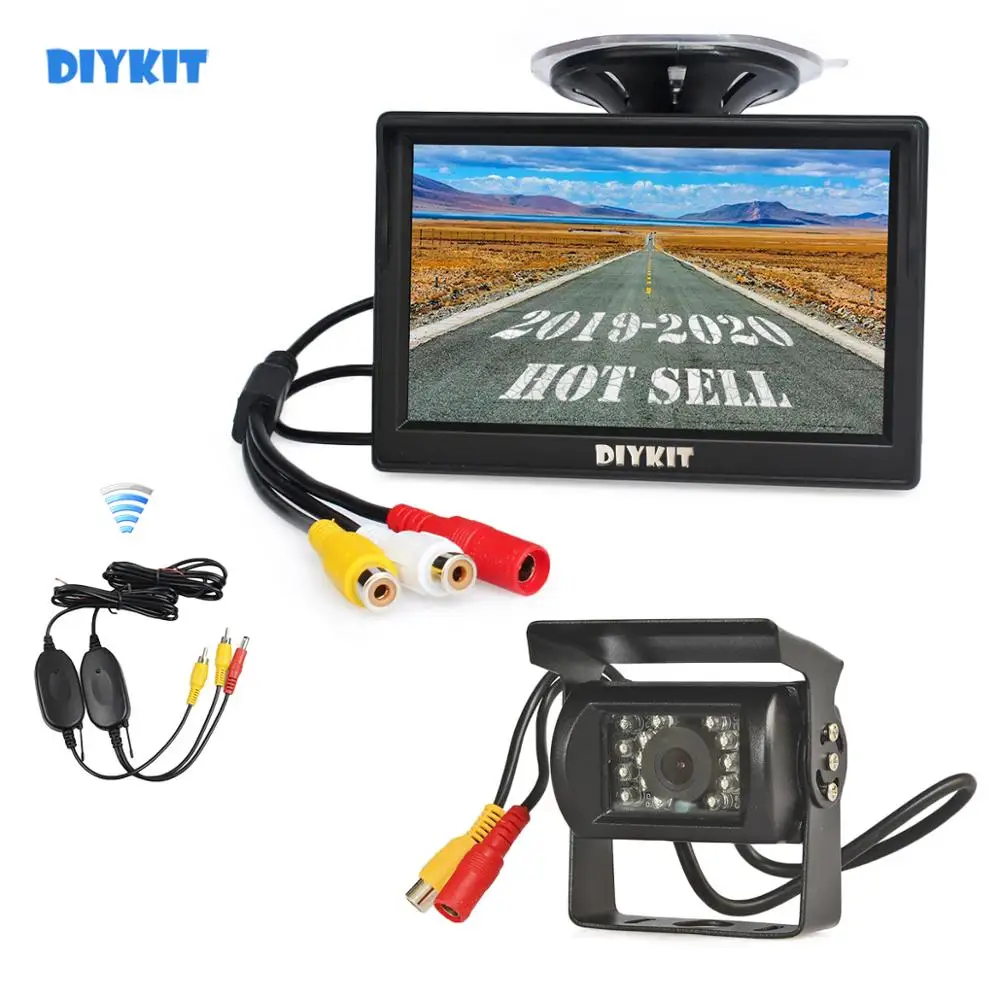 DIYKIT беспроводной " ЖК-дисплей Автомобильный монитор заднего вида Водонепроницаемый CCD обратный резервный автомобильный грузовик камера ИК ночного видения