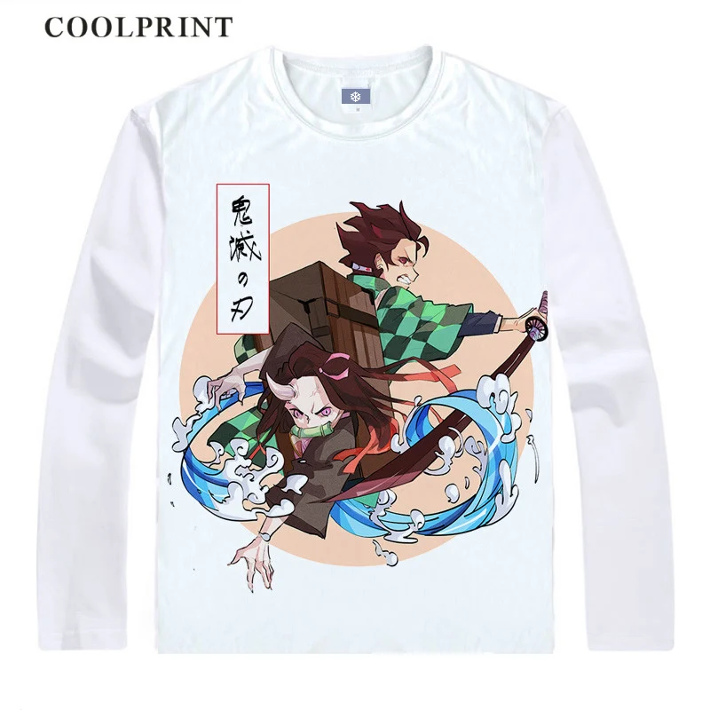 Demon Slayer Kimetsu no Yaiba футболка Tanjirou Kamado Nezuko на заказ Повседневная футболка для косплея цифровые винтажные футболки с длинными рукавами - Цвет: Style 1