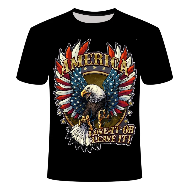Американский Орел напечатанный 3D Футболка мужская баннер с символикой США короткий рукав рубашка хип-хоп Мужская Женская Орел футболка Прямая поставка футболка Homme