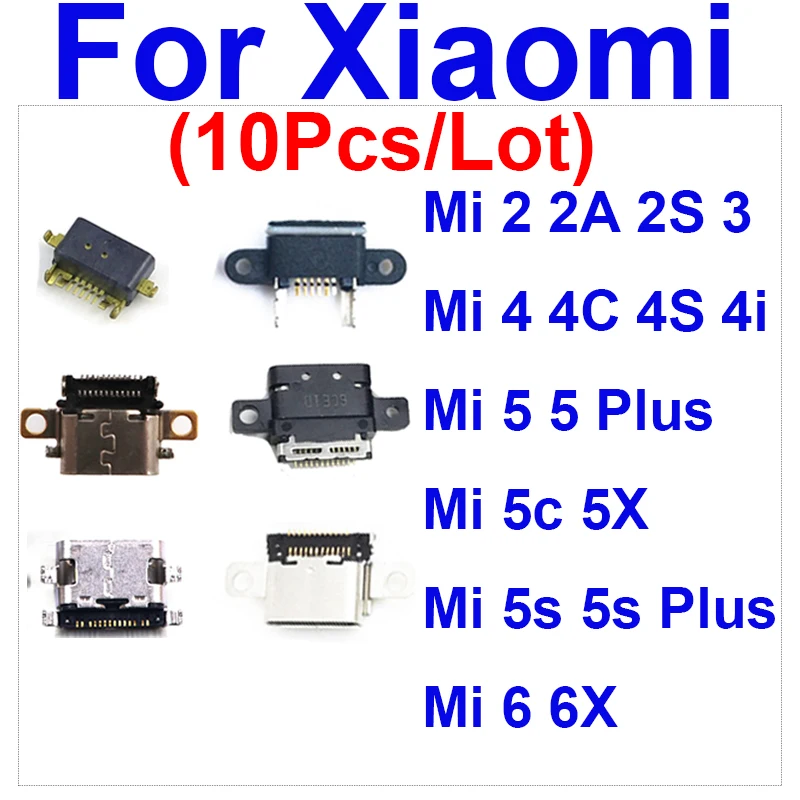 10 шт. USB-разъем для зарядки Xiaomi Mi 2 2A 2S 3 4 4C 4i 4S 5 5C 5S 5X 6 6X Plus зарядного устройства