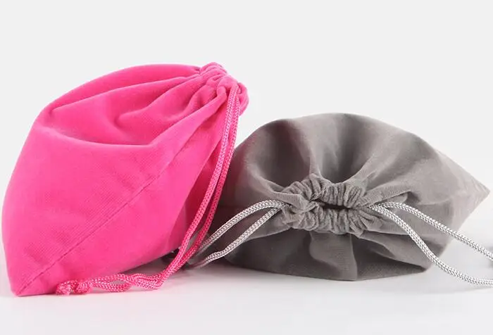 50pcs/lot 20x25cm 7 Colors Big Size Drawable Drawstring Velvet Bags Christmas Wedding Gift Packaging Bags Print Custom Logo