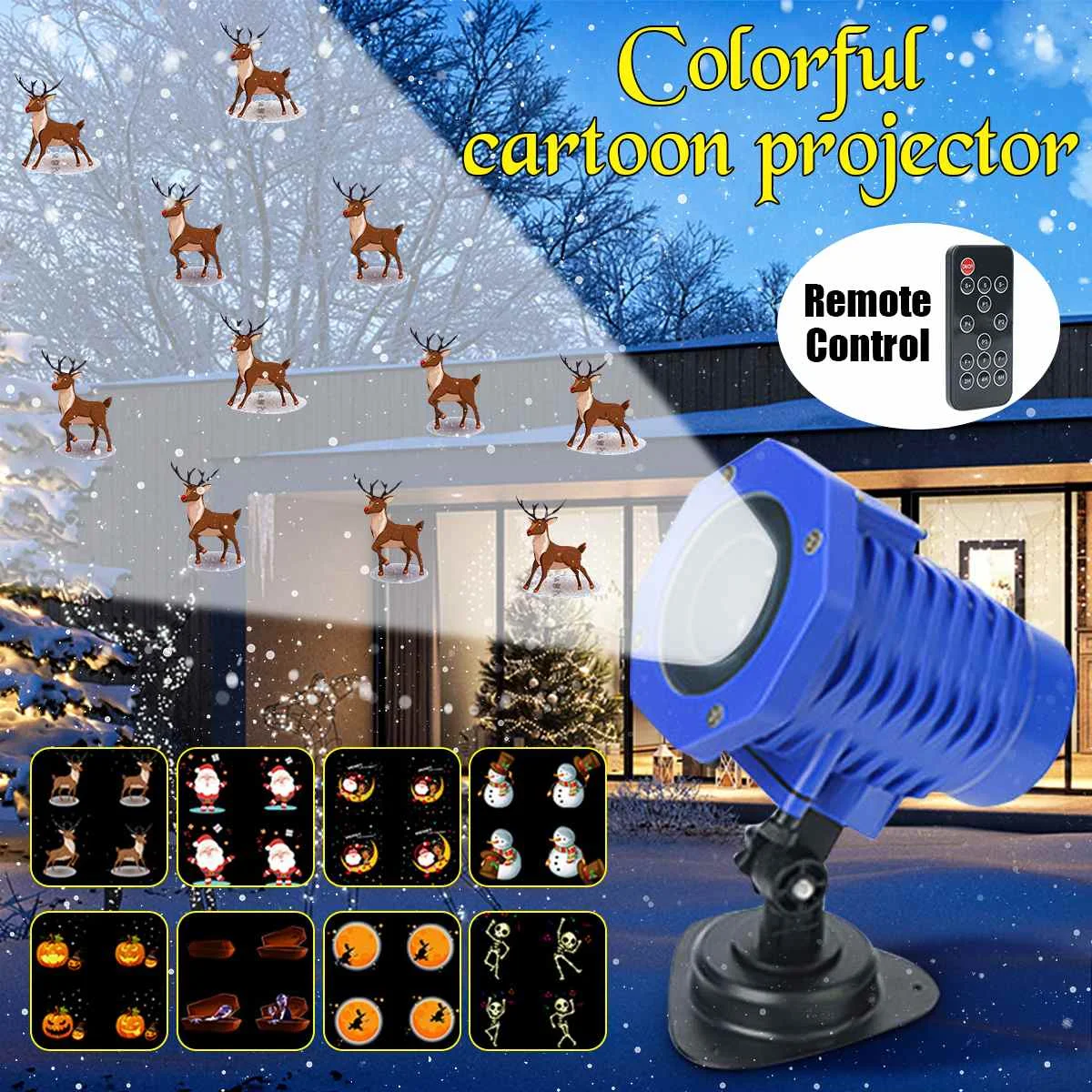 

Christmas Halloween Decor LED Snowflake Projector Light Multicolor Snowflake Outdoor Landscape Lamp Festival Holiday Night Lamp