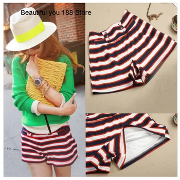 

new 2020 spring Celebrity summer All-match striped shorts socialite graceful hot pants women's fashion