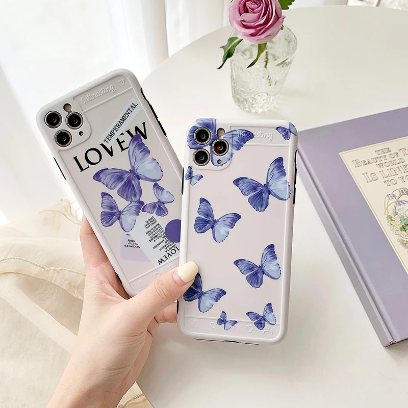 Красивый чехол INS с фиолетовыми бабочками для телефона iPhone 11 pro max SE 7 8 plus X XS XR XM
