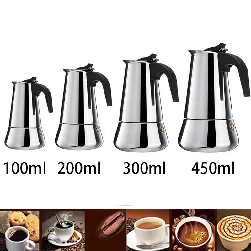 Cafetera portatil нержавеющая сталь Кофеварка горшок Moka эспрессо Cafeteira Percolator 100-450 мл французский пресс prensa francesa