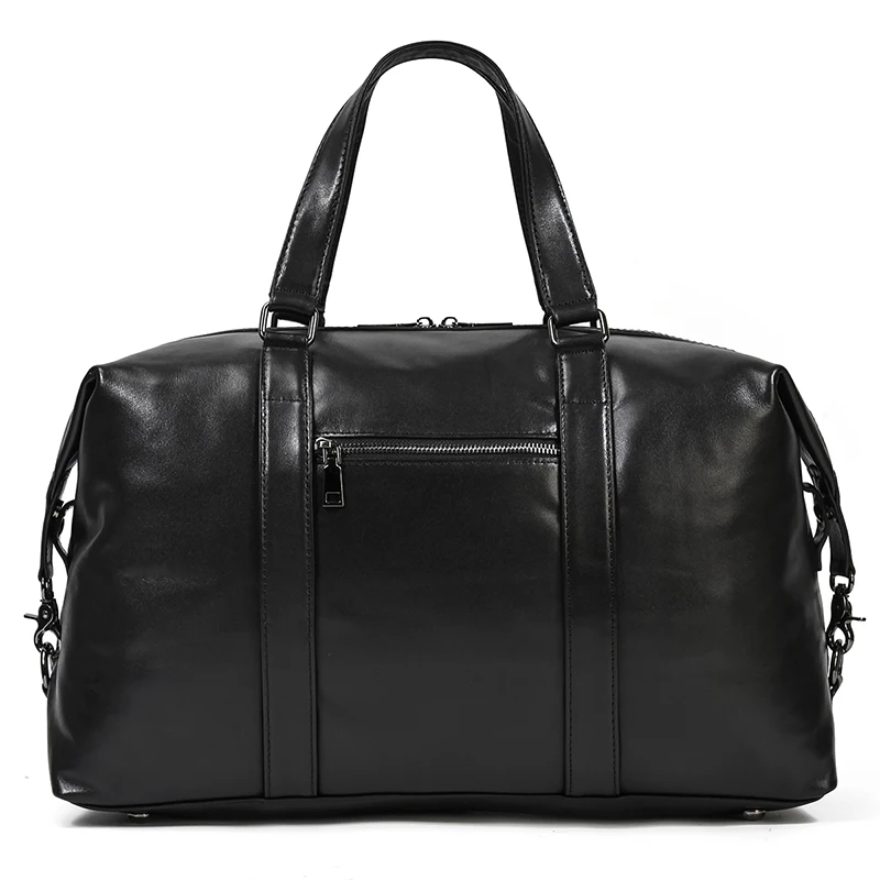 Black Leather Travel Bag For Men