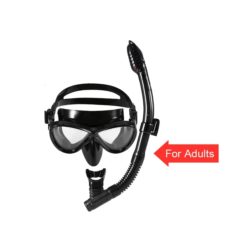black for adult Lixada, детская маска для подводного плавания, набор трубок, маска для подводного плавания, очки для дайвинга, плавания, легкое дыхание, сухая трубка - Цвет: black for adult
