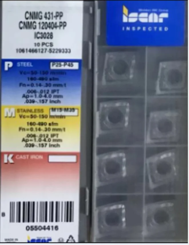 ISCAR 10 шт. карбидные вставки CNMG 120404-PP IC3028
