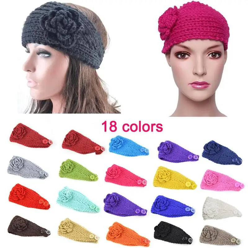 

Headband Knitted Crochet Woolen Hair Band Earmuffs Hair Accessories Winter Ear Warmer Head Wrap Gumki Do Wlosow Scrunchie