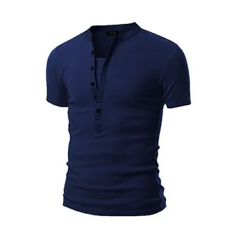 

New men's casual collar stitching short-sleeved T-shirt