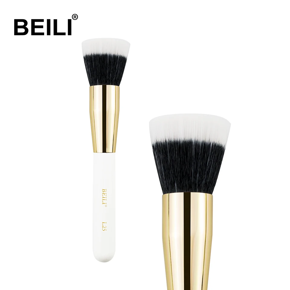 L25 BEILI, новинка, Профессиональные кисти для макияжа, пудра, основа, кисть для лица, натуральная козья шерсть, Смоки, смешивание, косметическая кисть, упаковка - Handle Color: L25