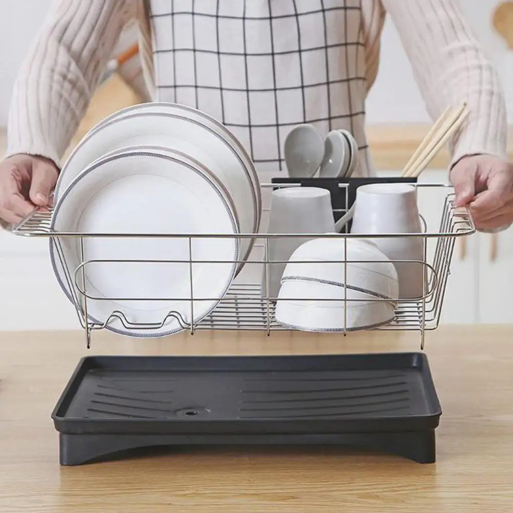 

Kitchen Storage Rack,Stainles Steel Dish Drainer Drying Rack Kitchen Organizer Storage Drainer Drying Plate Knife Fork Container