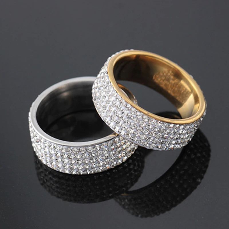 Роскошные кольца из нержавеющей стали с цирконом класса ААА в 5 рядов для мужчин и