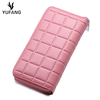 

YUFANG Rfid Blocking Women Wallet Purse Genuine Leather Money Bag For Ladies Zipper Clutch Phone Bag Womens Card Holder Lady