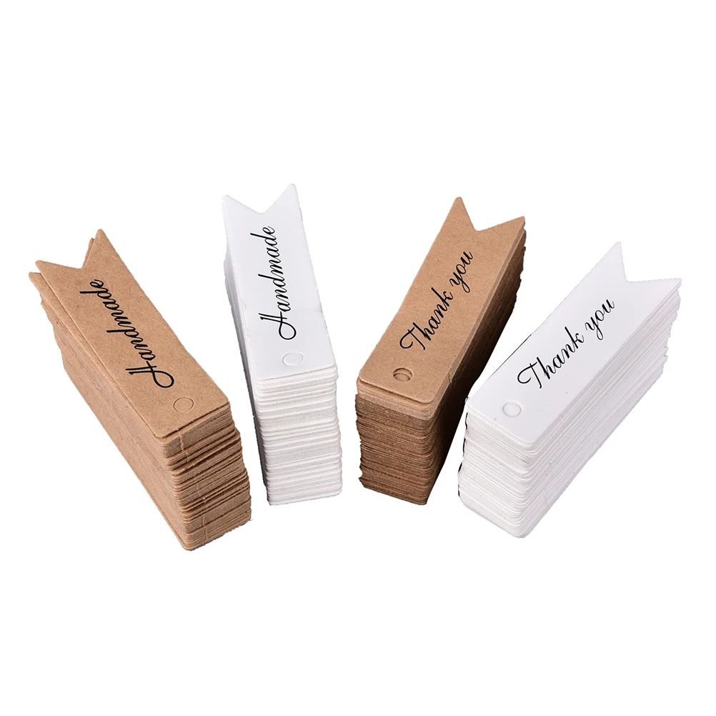 100pcs Handmade Thank You Kraft Tags Party Wedding Message Gift Hang Tag Price Tags For Clothing Kraft Label Kraft Paper Card