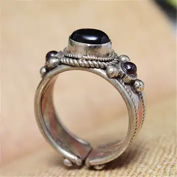 

Tibetan Rings Rose Copper Inlaid Multi Natural Stone Beads Open Rings From Nepal Vintage Jewel R145