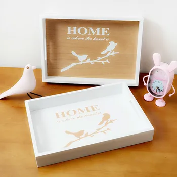 

Wood Storage Tray Food Fruit Plate Desktop Organize Storage Box Photo Props Modern Household Storage Trays Decorative Ornaments