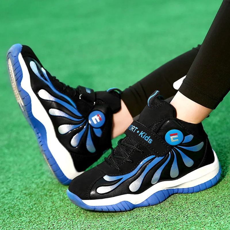 Autumn/Winter Warm Jogging Shoes for Boys Red Children Sport Shoes Brand Teenage Trainers High Top Kids Boy Sport Shoes Outdoor