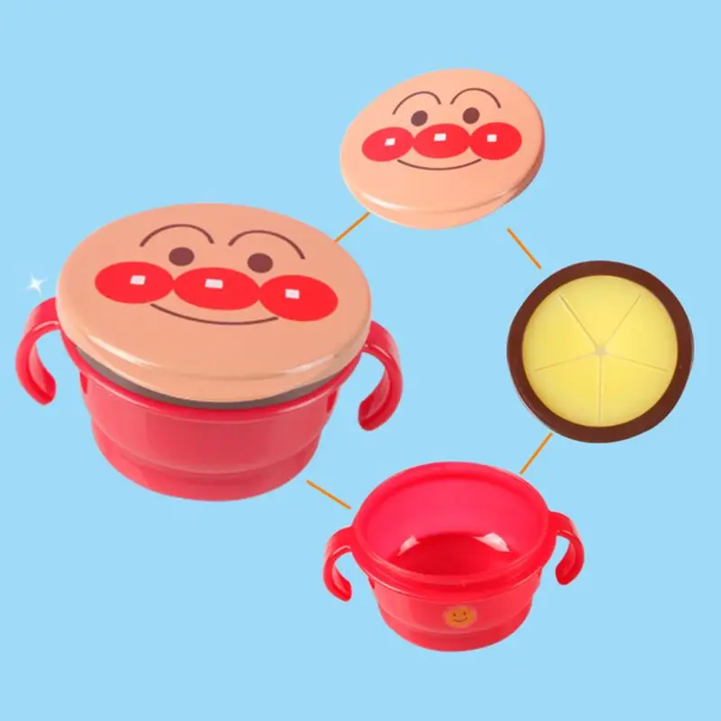 

Baby Spill Proof Biscuits Snack Cup Cartoon Infant Double Handle Feeding Bowl NEW