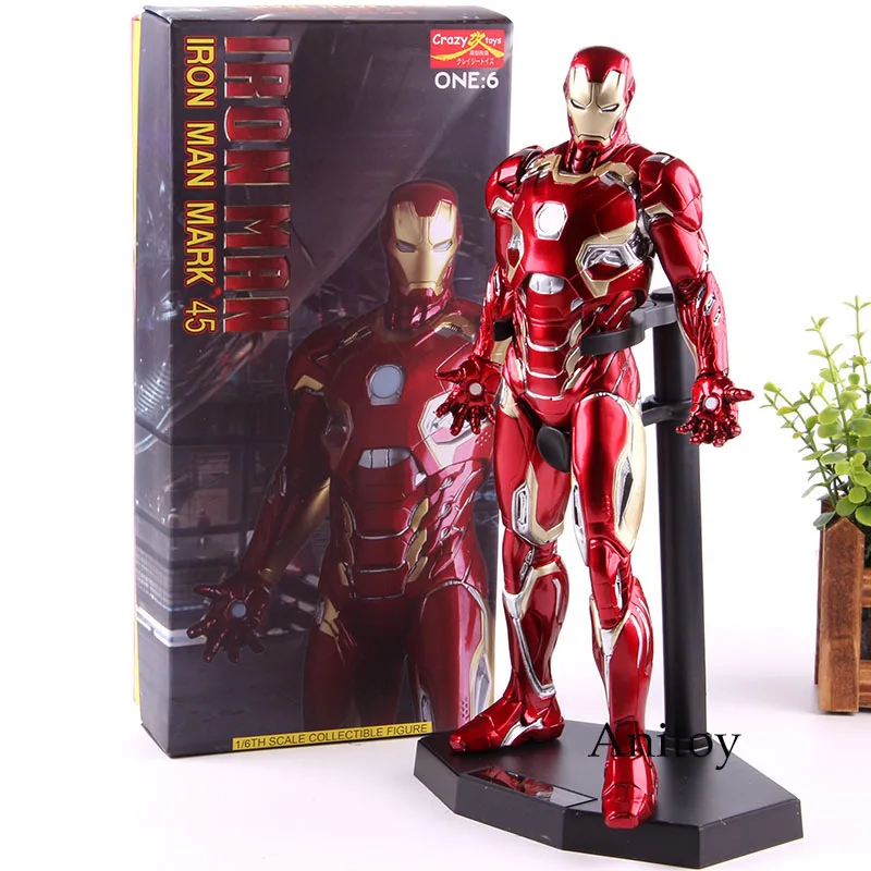 Сумасшедшие игрушки Marvel 1/6 масштаб Железный человек фигурка Марка XLV 1:6 Железный человек MK45 Marvel Железный человек фигурка Коллекционная модель игрушки