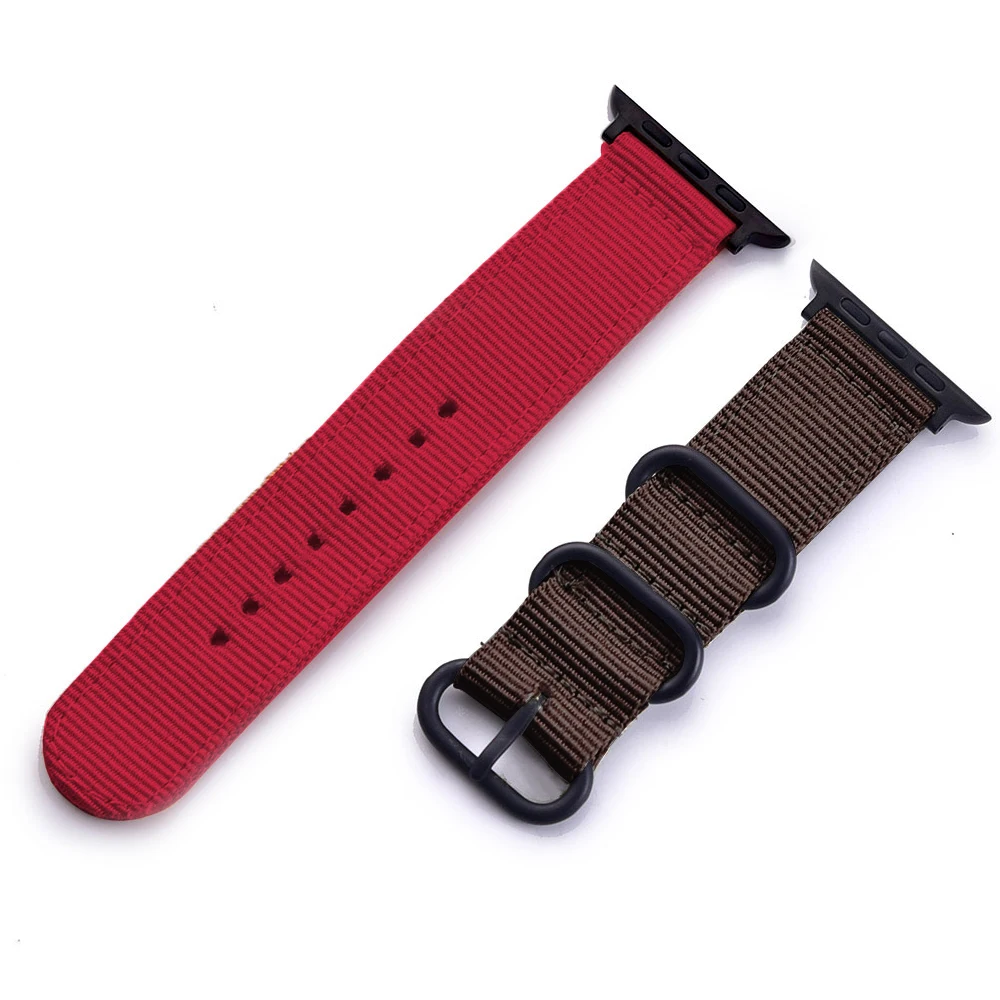 Brown with red Лидер продаж от XIYUZHIYI, нейлоновый ремешок для наручных часов Apple Watch, версии 3, 2, 1, спортивный кожаный браслет, 42 мм, 38 мм, ремешок для iWatch - Цвет ремешка: Brown with red