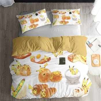 

HELENGILI 3D Bedding Set Pokemon Pikachu Print Duvet Cover Set Bedcloth with Pillowcase Bed Set Home Textiles #GN-23