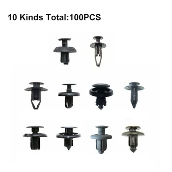 

100pcs Auto Black Mixed Plastic Screw Rivets Clips Kit Door Panel Fender For Car Bumper Trims Fastener Screw Rivets Clips