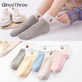 

New women cute cartoon fruit ankle socks girls happy fruit carrot peach apple donut orange cotton short socks Dropship