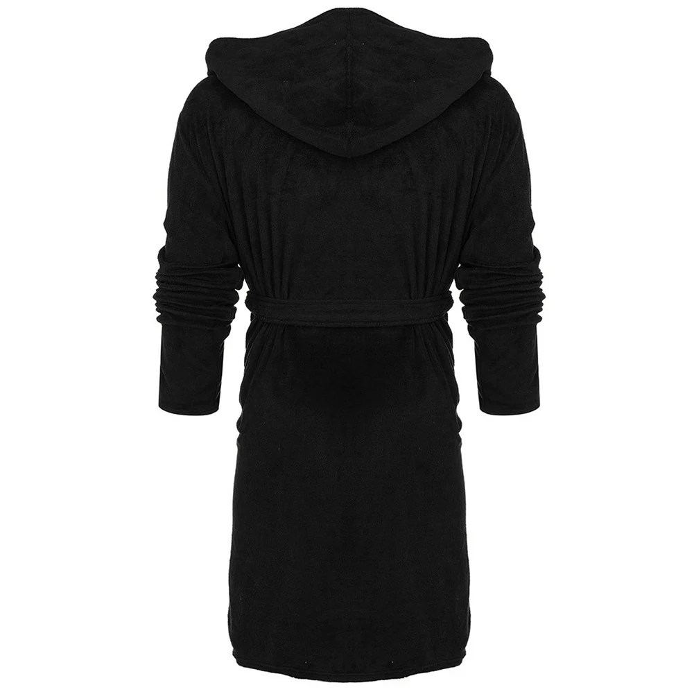 Home Bath Loose Super Soft Long Sleeve Dressing Gown Ladies Belt Winter Warm With Hood Solid Pocket Daily Women Robe