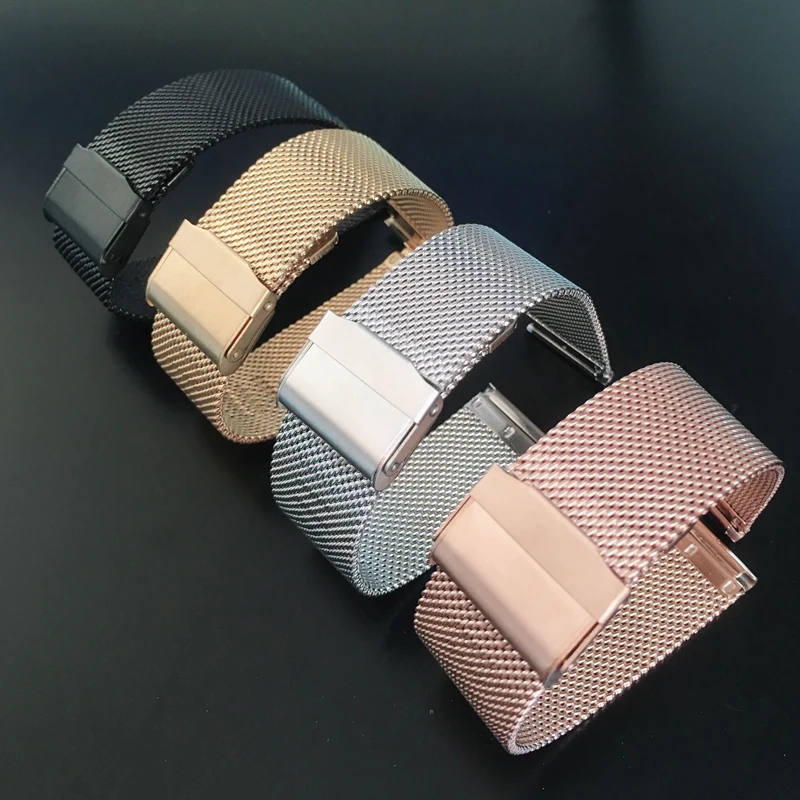 Correa de reloj inteligente Milanese Loop, de acero inoxidable, no se decolora, 22mm, 12/14/16/18/20mm de ancho