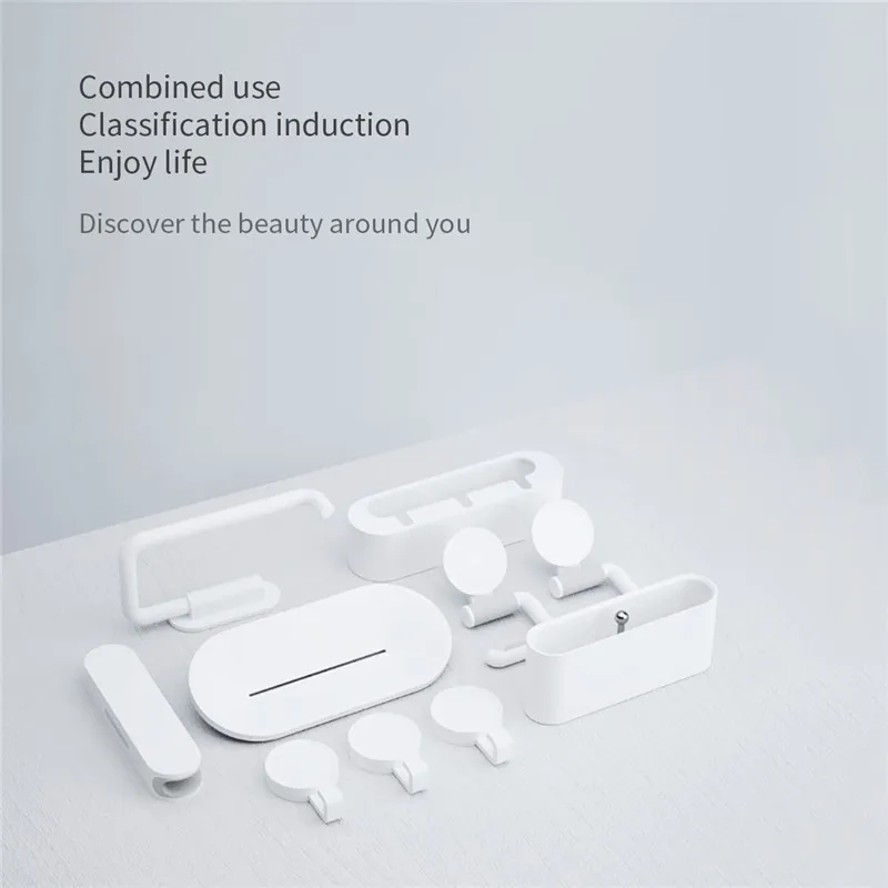 Xiaomi Mijia 10 шт. умный дом набор инструментов держатель для швабры зажим для пакетов Мыло Набор для ванных принадлежностей держатель крюк Коробка для хранения душ ванная комната инструмент