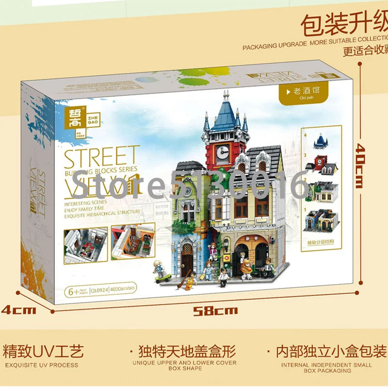 ql0924 MOC 4030 шт серия City Streetview кирпичный Старый город паба строительные наборы блоки Детские кирпичи ql0922 ql0920