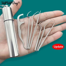 

Portable Dental Tools Set Flossing Tooth Picking Tool 430 Stainless Steel Spiral Ear Pick Spoon Kit Oral Hygiene Tartar Removal