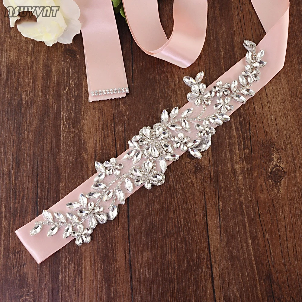 Pink Роскошный пояс модное с кристаллами, стразами и поясом для свадьбы, невесты, подружки невесты поясом для Для женщин Вечеринка Наряжаться аксессуары - Цвет: Pink