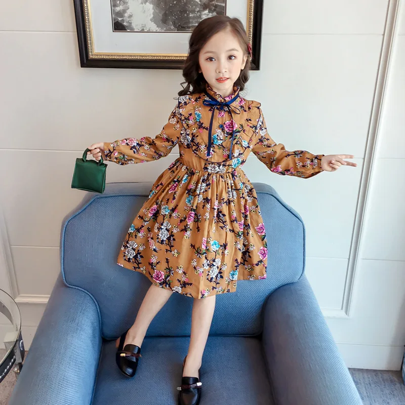

Girls Spring Clothing Floral Dress Long Sleeve GIRL'S Children 2019 New Style Women's Korean-style Princess Dress Ck332