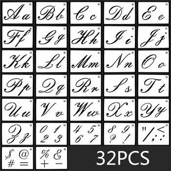 

32pcs/set Letter Number Symbol Layering Stencils Template Painting Scrapbooking N0HC
