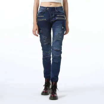 

New Motorcycle Pants Women Moto Jeans Riding Off-road Trousers Motocross Pants Zipper Design With Protective Gear For Women