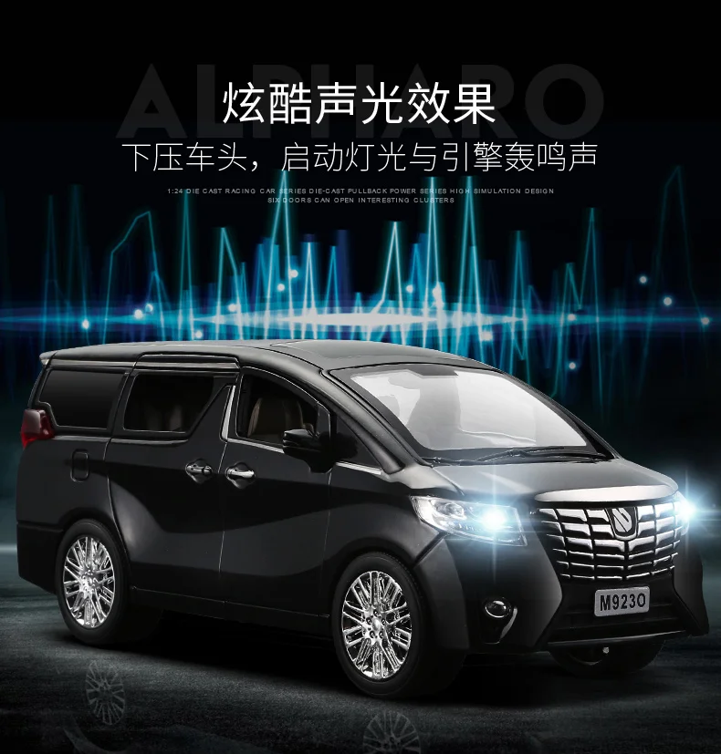 Новинка 1:24 1:32 Toyota Alphard Роскошная бизнес-модель автомобиля из сплава с откидной спинкой литые игрушечные транспортные средства 6 дверей можно открыть