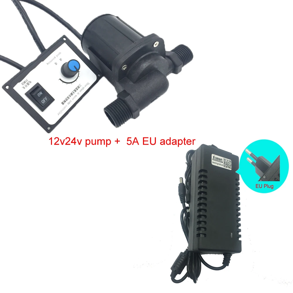 pump n 5A EU adapter SR1000C3, работающего на постоянном токе 12 В в водяной насос 24V Mini USB Бесщеточный насос с контроллером 1800-3000L/ч большой расход 4,2-8 м бесшумный - Напряжение: pump n 5A EU adapter