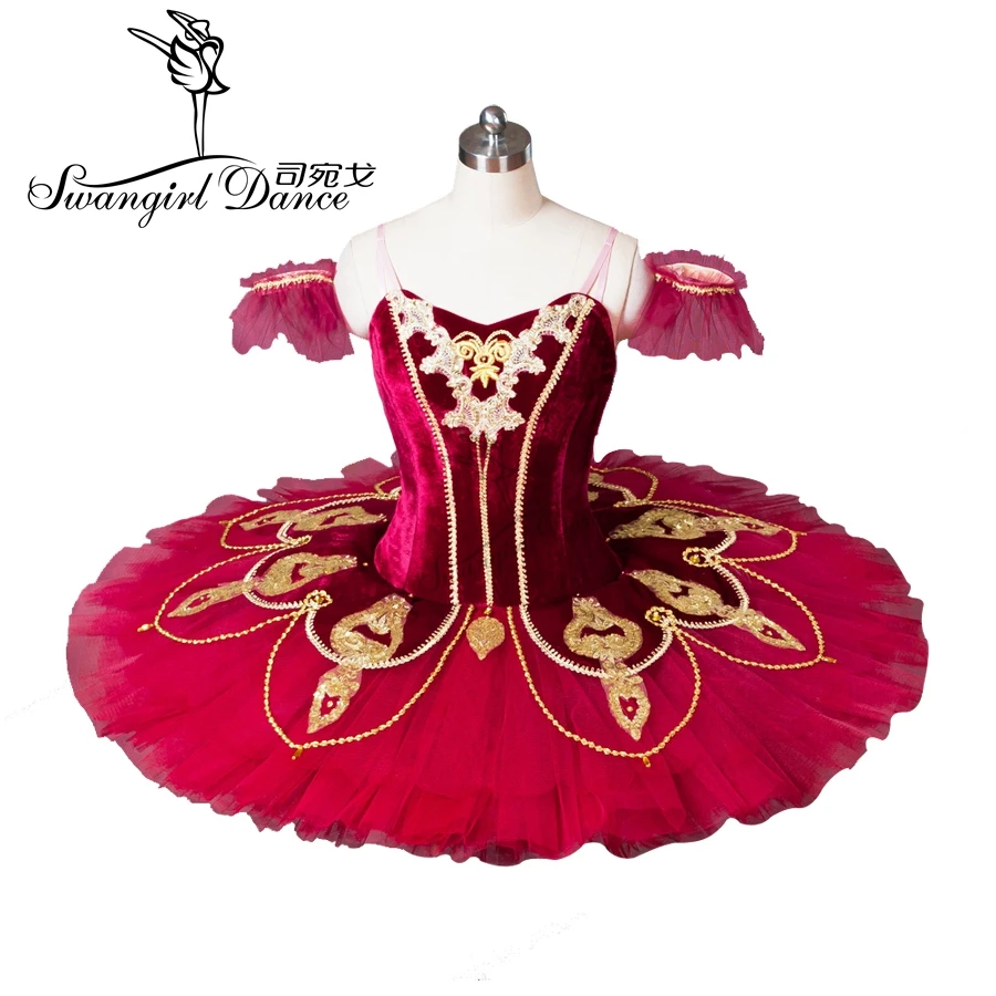 Red Spanish Professional Ballet Tutu Costume Girl Pancake Ballet Tutu Costume Dance Troupe Performance Tutu Don Quixote BT8936